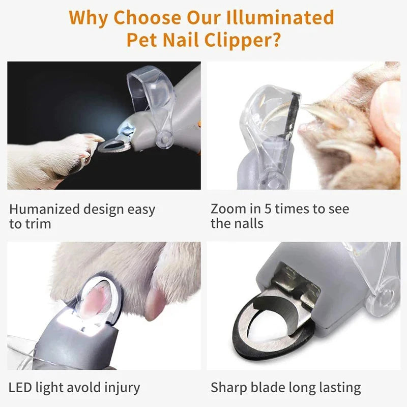 Safe-Cut LED Pet Nail Scissors – Precision Grooming Tool - Clippers with Safety Light – Stress-Free Trimming