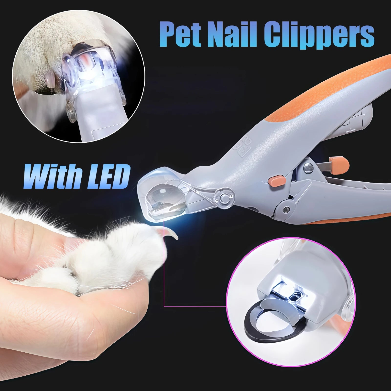 Safe-Cut LED Pet Nail Scissors – Precision Grooming Tool - Clippers with Safety Light – Stress-Free Trimming