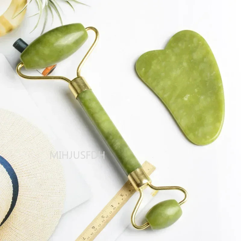 Rejuvenating Jade Facial Roller Set: Anti-Aging Skincare & Self-Care Tool
