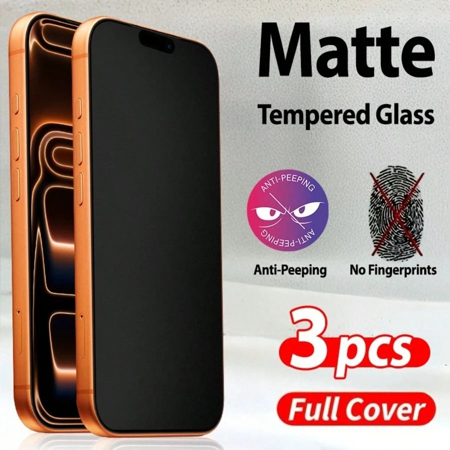 Matte Anti-Spy Tempered Glass Screen Protector – Privacy Protection for iPhone 16/17 Series