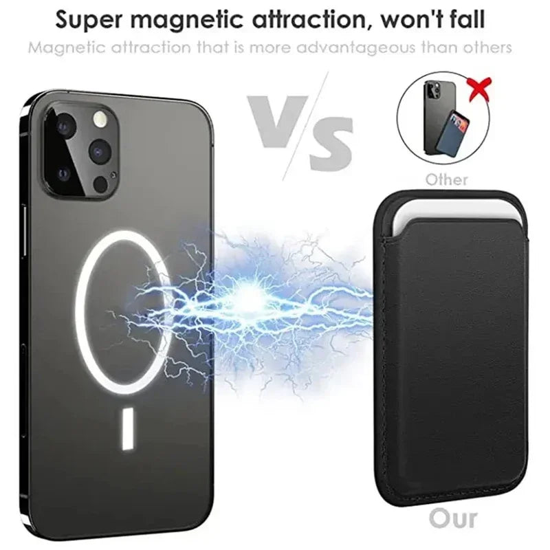 Magnetic Leather Phone Wallet – Slim Detachable Card Holder for iPhone