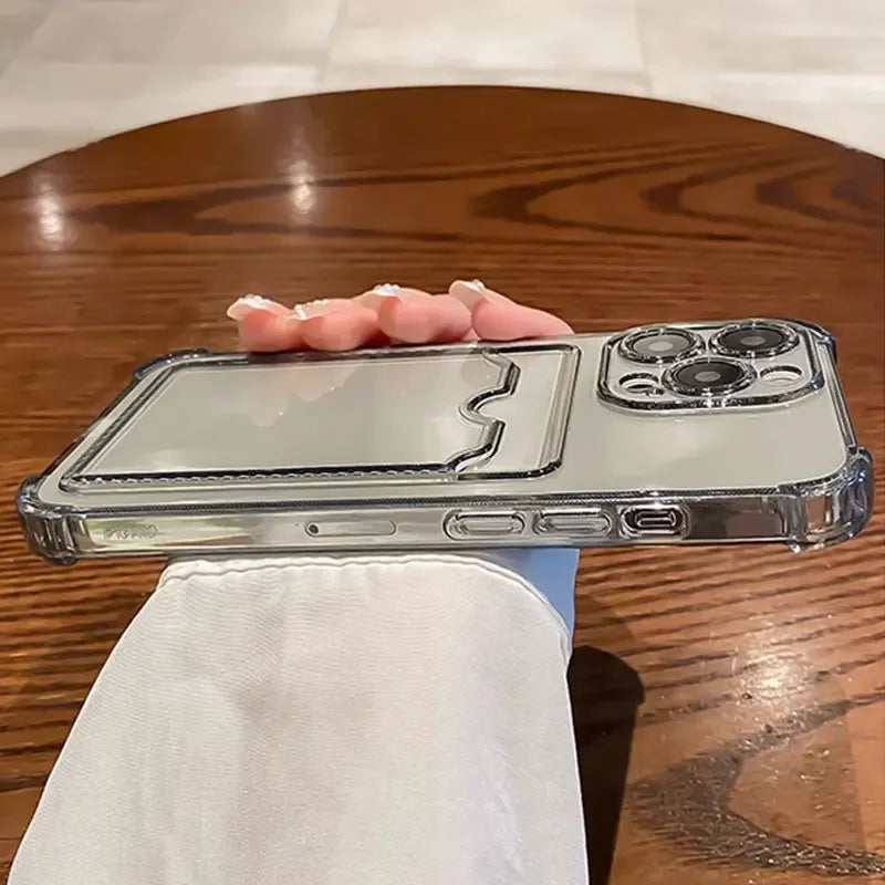 Clear Card Holder Wallet Case for iPhone - Shockproof Protective Cover