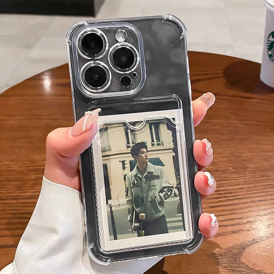 Clear Card Holder Wallet Case for iPhone - Shockproof Protective Cover
