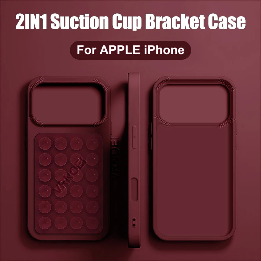 2-in-1 Suction Cup Bracket Case – Shockproof Protective Cover with Integrated Phone Stand