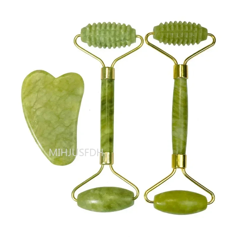 Rejuvenating Jade Facial Roller Set: Anti-Aging Skincare & Self-Care Tool