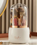 360° Rotating Beauty Organizer – Dustproof Cosmetic & Brush Holder