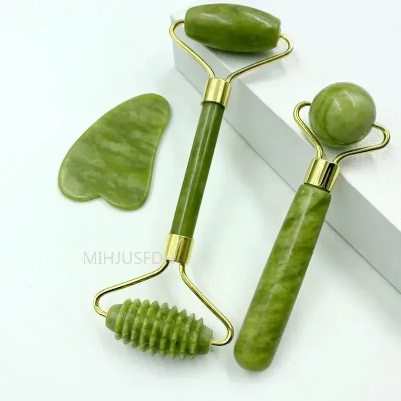 Rejuvenating Jade Facial Roller Set: Anti-Aging Skincare & Self-Care Tool