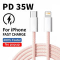 35W Fast Charge Braided USB-C to Lightning Cable - Durable & High-Speed