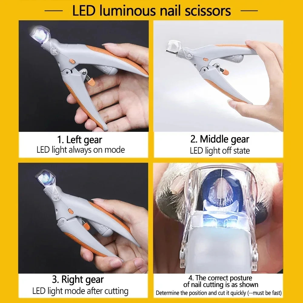 Safe-Cut LED Pet Nail Scissors – Precision Grooming Tool - Clippers with Safety Light – Stress-Free Trimming