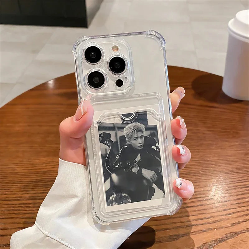 Clear Card Holder Wallet Case for iPhone - Shockproof Protective Cover