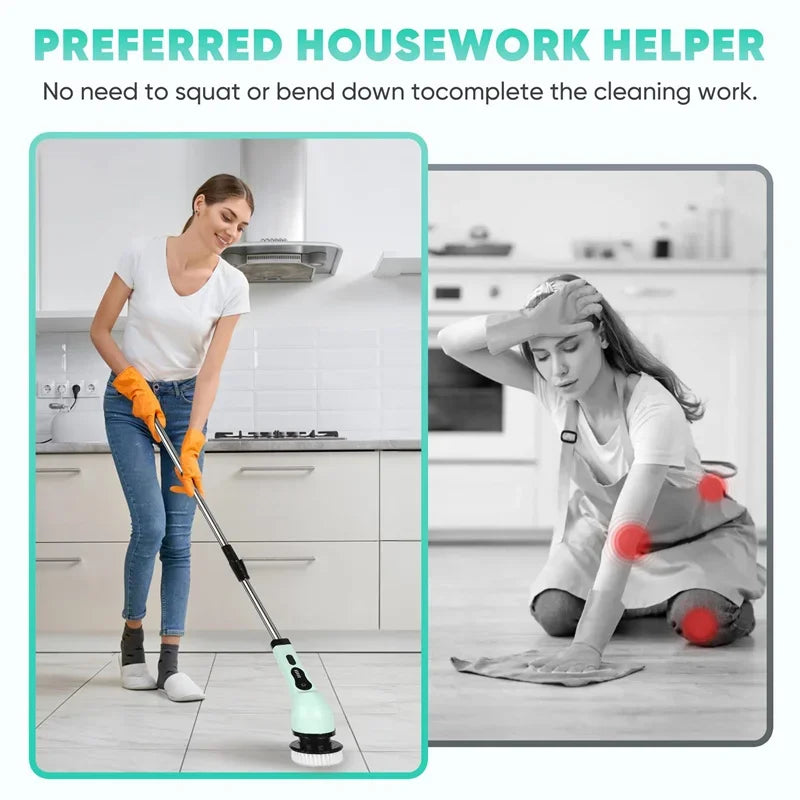 Cordless Electric Spin Scrubber – 9-in-1 Power Cleaning Tool with Telescopic Rod