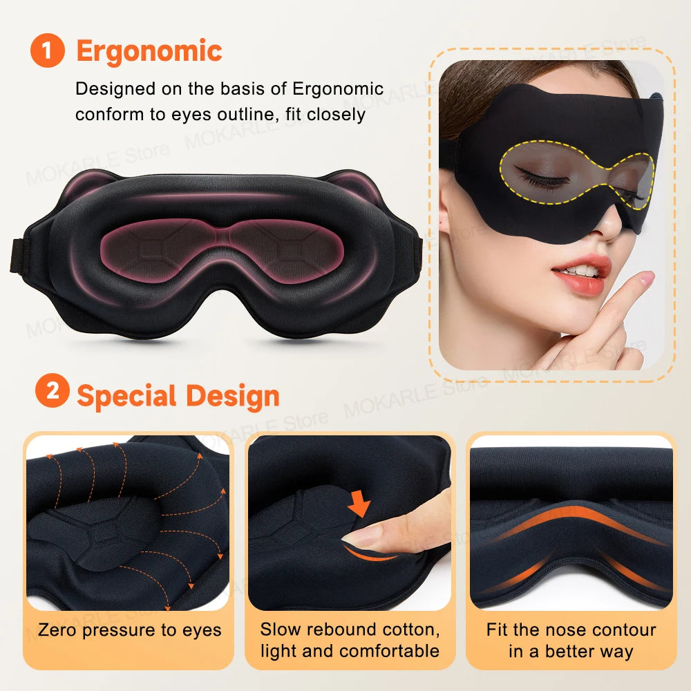Ultra-Soft 3D Eye Mask: Breathable Light-Blocking Aid for Travel & Home