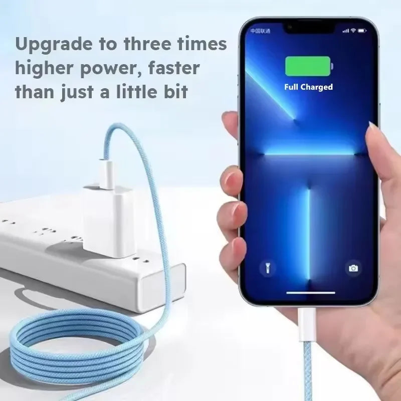 35W Fast Charge Braided USB-C to Lightning Cable - Durable & High-Speed
