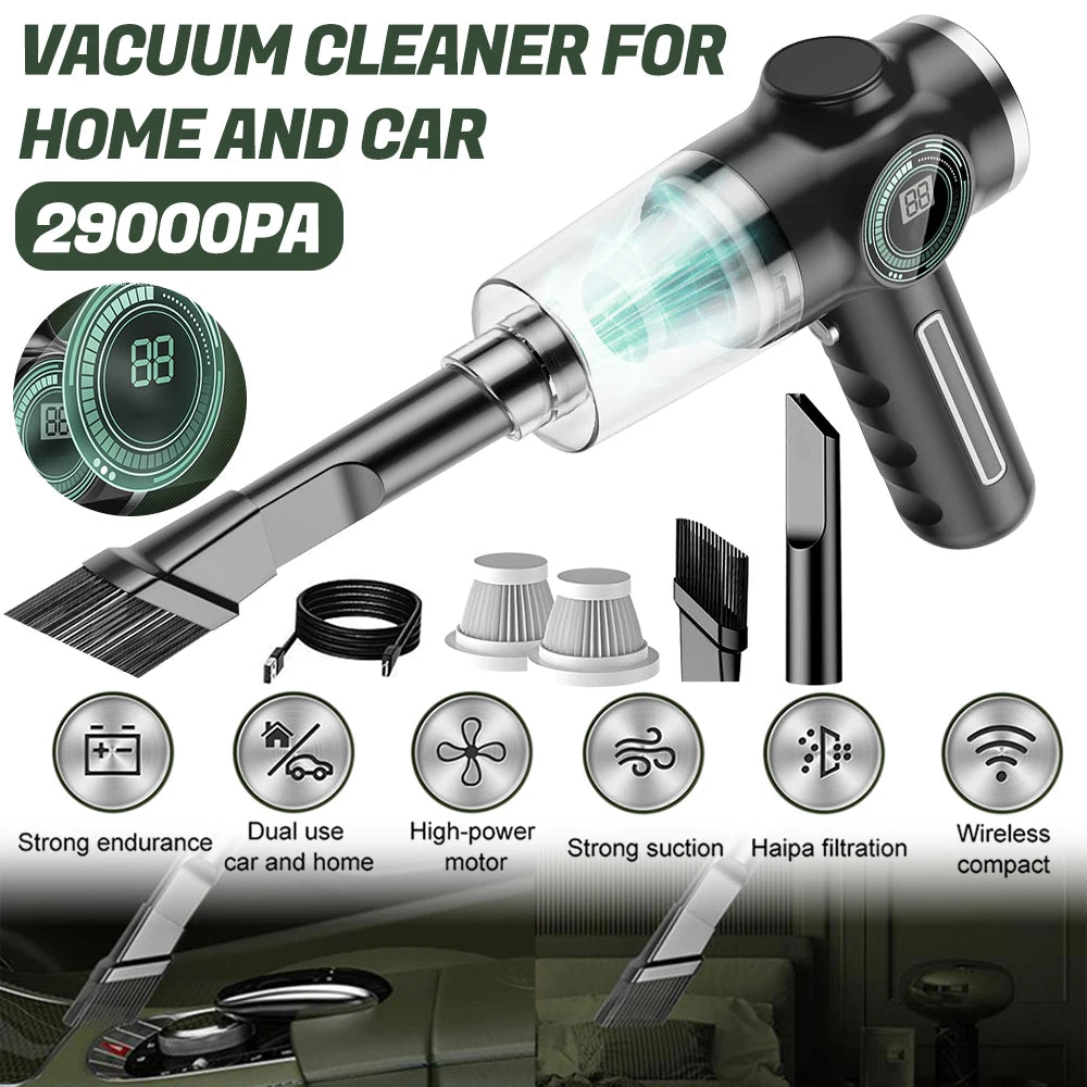 29000Pa High-Power Mini Wireless Vacuum Cleaner – Portable Handheld for Car & Home