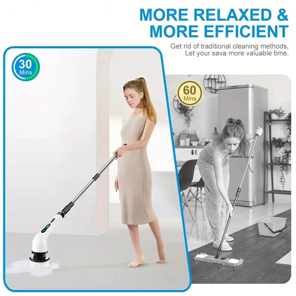 Cordless Electric Spin Scrubber – 9-in-1 Power Cleaning Tool with Telescopic Rod